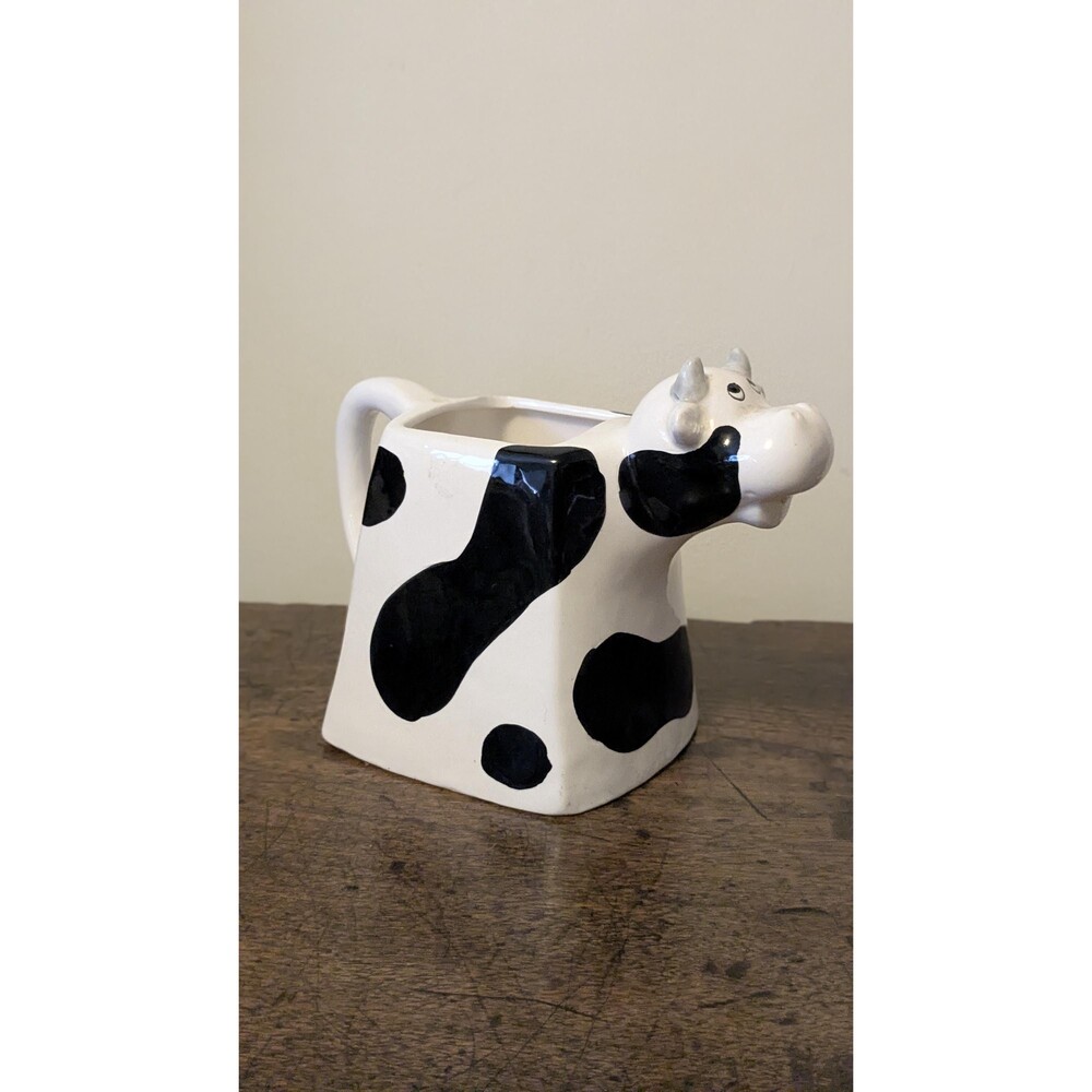 Vintage Ceramic Cow Creamer Pitcher Black and White Holstein Cow Milk Jug